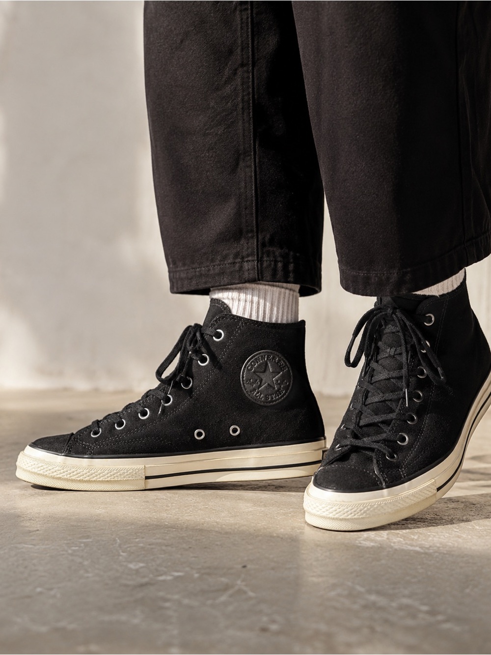 Limited edition Converse High Tops Suede Monochrome Black Size 7.5 women’s